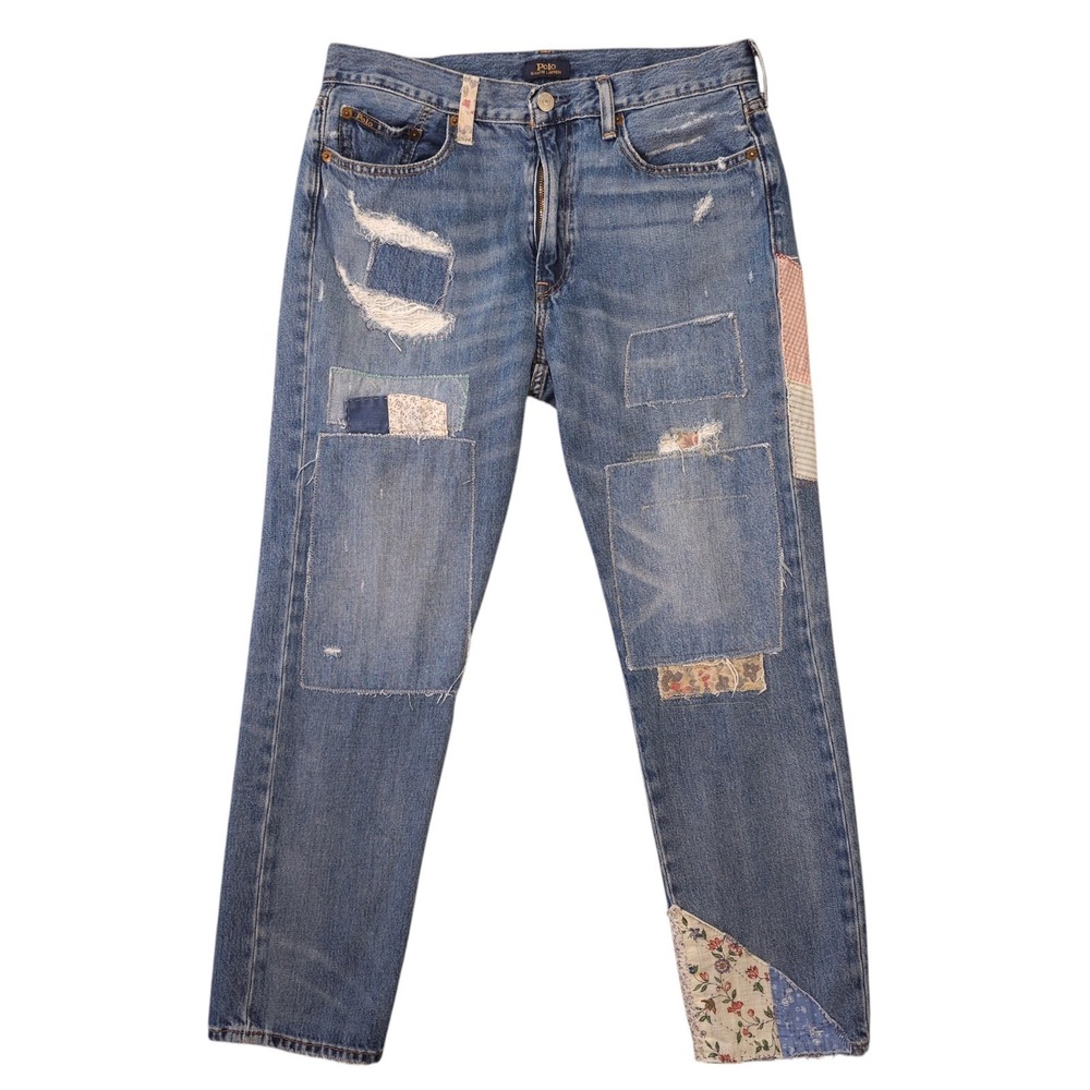 Polo Ralph Lauren Avery Boyfriend Jeans Womens 28 Floral Patchwork Distressed